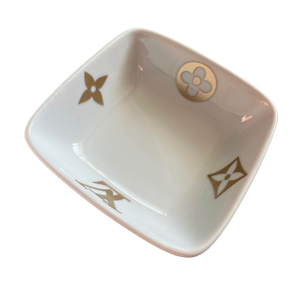 Handcrafted Gold & White Square Trinket Dish